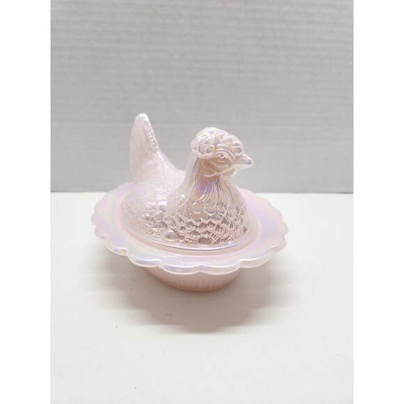 Mosser 6 1/2" Crown Tuscan Carnival Iridescent Hen On Nest Chicken On Nest - Picture 2 of 7